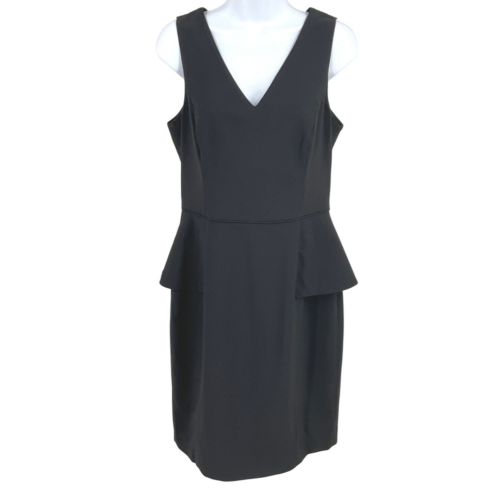 Banana Republic Peplum Sheath Dress Sz 8 Black Wool Minimalist‎ Cocktail NEW